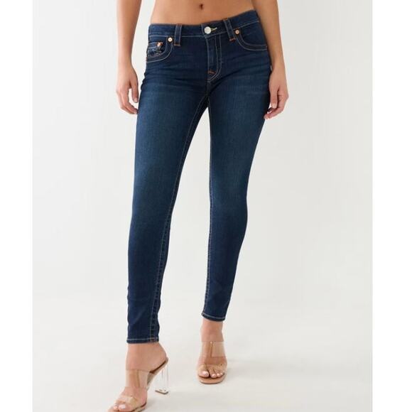 True Religion Jennie Curvy dark wash mid rise skinny jeans 24 - Picture 1 of 5